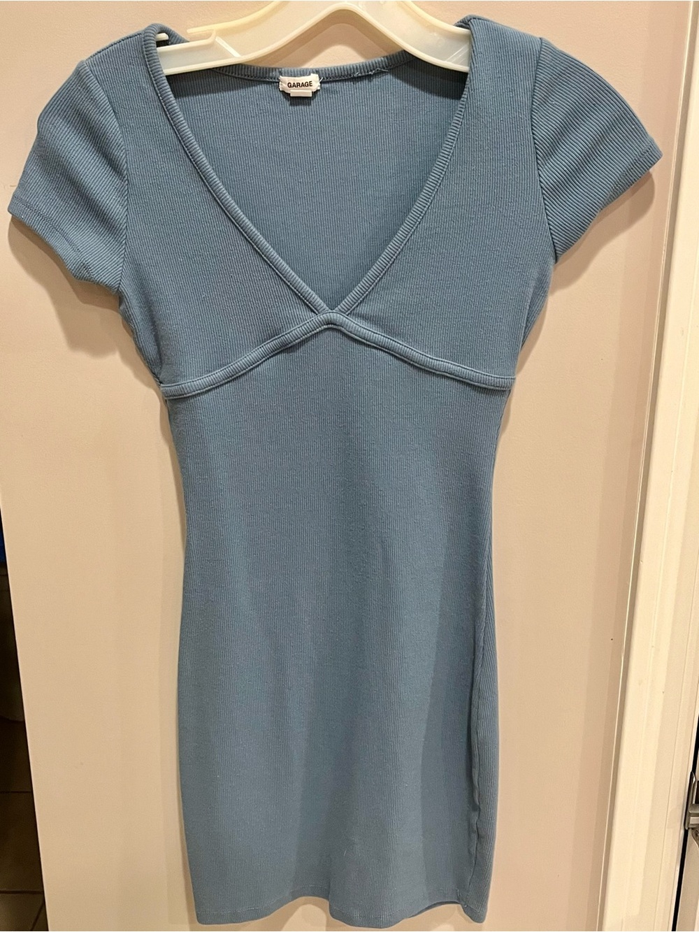 Garage Ribbed V-Neck Bodycon Dress